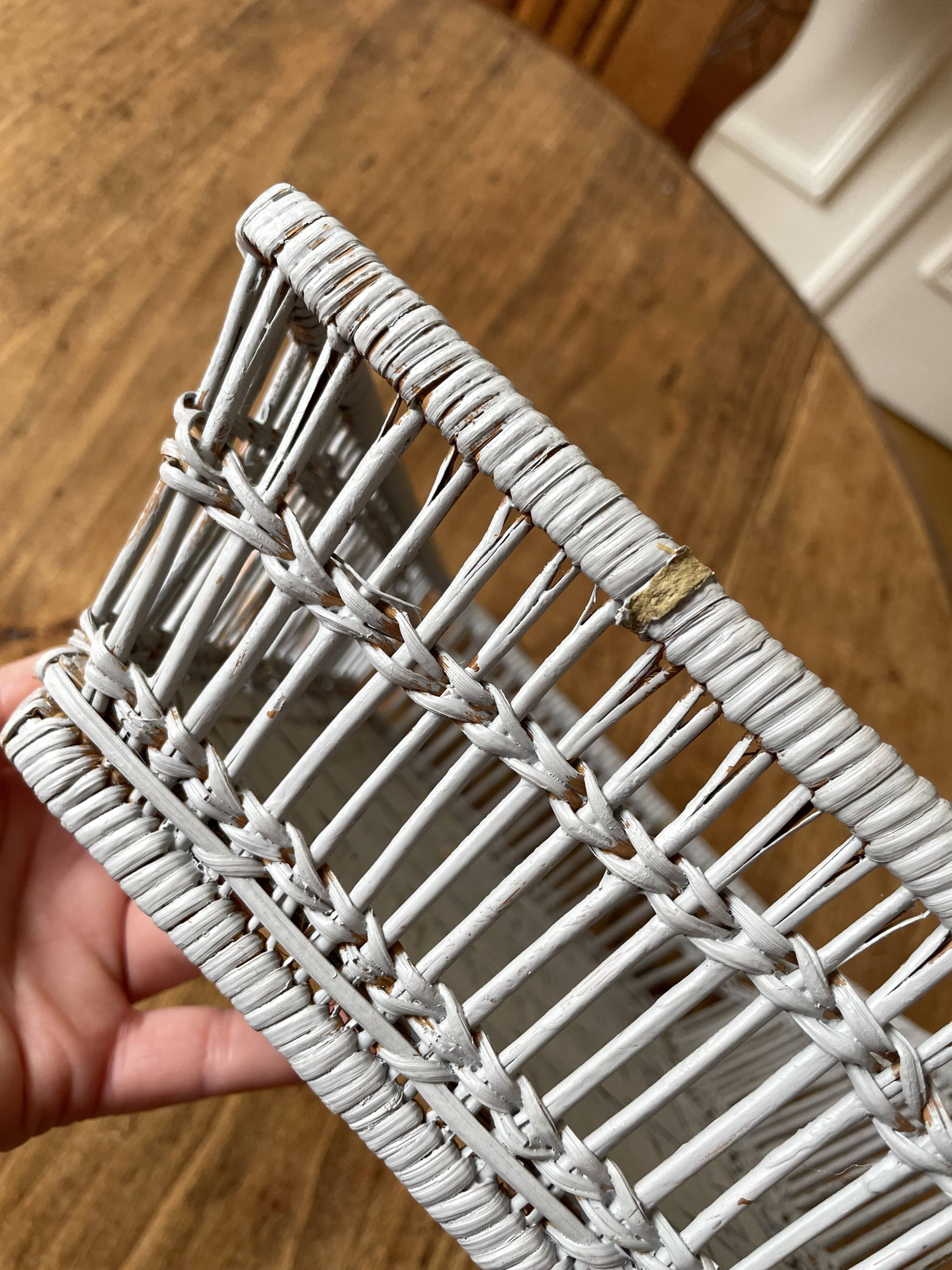 Bread basket, pocket emptying tray, storage box in grey rattan and wicker -