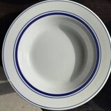 Set of 4 Italian deep plates Ceramica Quadrifoglio with blue rim D22