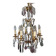 Brass cage chandelier and crystal pendants with 8 lights and 79 pendants