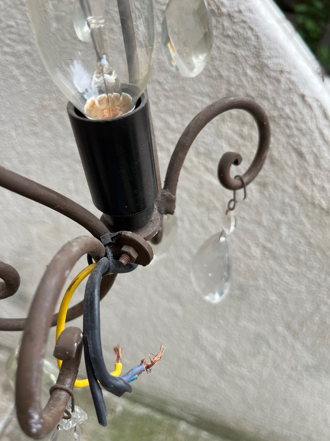 Set of 2 iron sconces and glass tassels