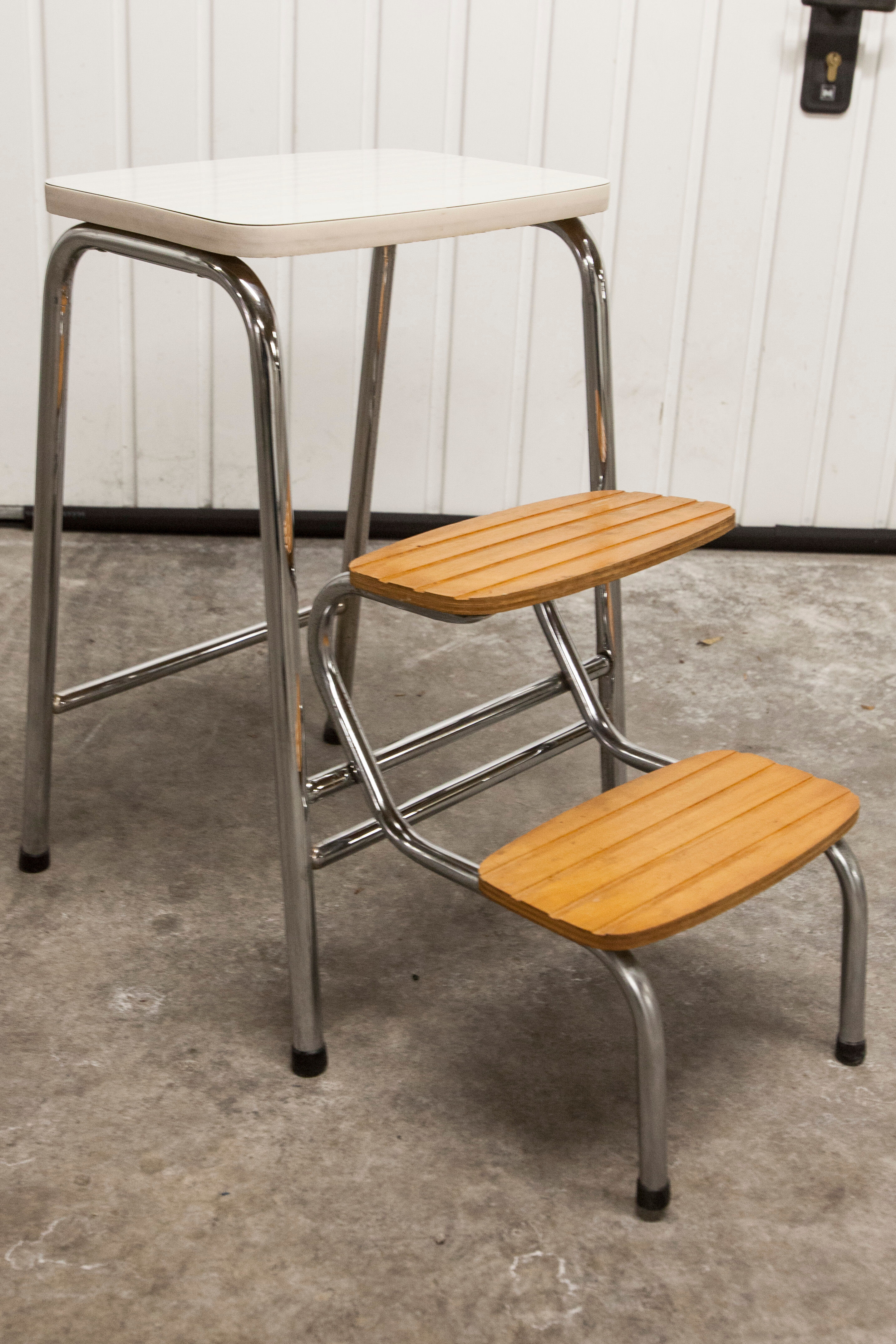 Stepladder stool 3 steps formica 1970