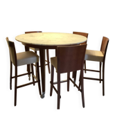 Table Haute Marbre Carrara + 5 Tabourets "Neoz" par Philippe Starck /Draide