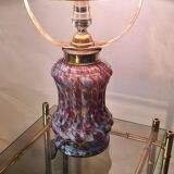 lampe champignon 1910 superbe  pied en verre multicolores ,abat jour laiton orientable ,39x19