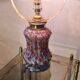 mushroom lamp 1910 superb multicolored glass base, adjustable brass lampshade, 39x19
