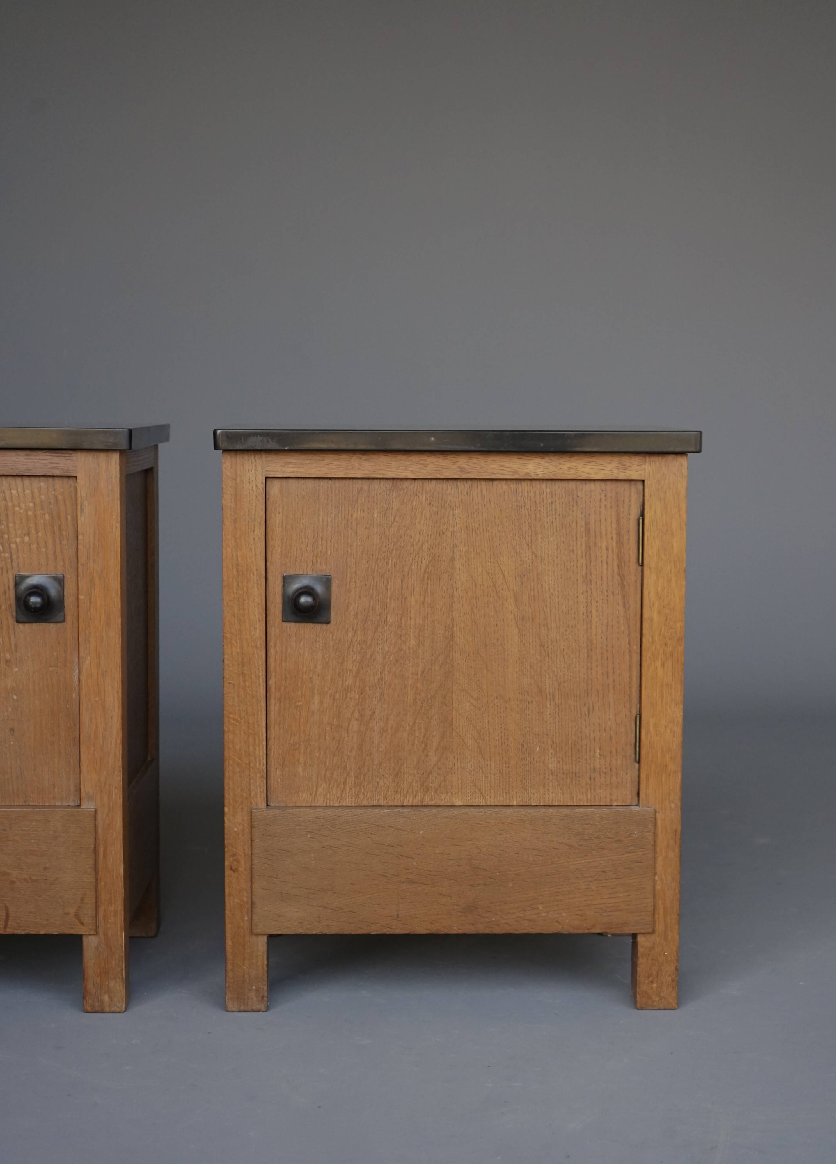 Cabinets de chevet en chêne Art Déco par Henk Wouda pour Pander & Zn., années 1920