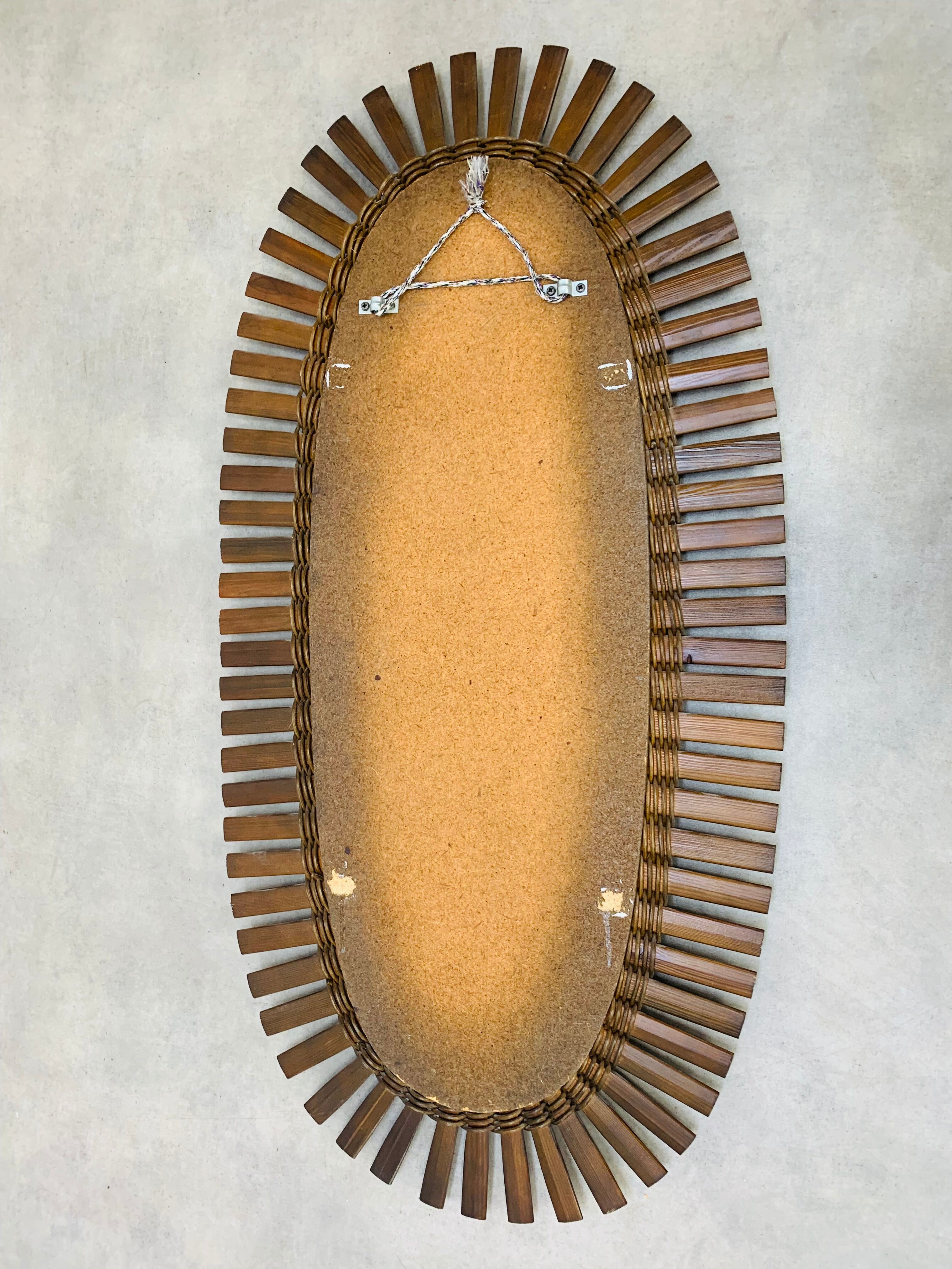 Mirror sun rattan oval 102 x 51 cm chic jungle style