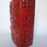 Red ceramic vase Scheurich Germany 70s
