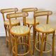 Set of 4 vintage Italian bentwood & cane bar stools, 1970s