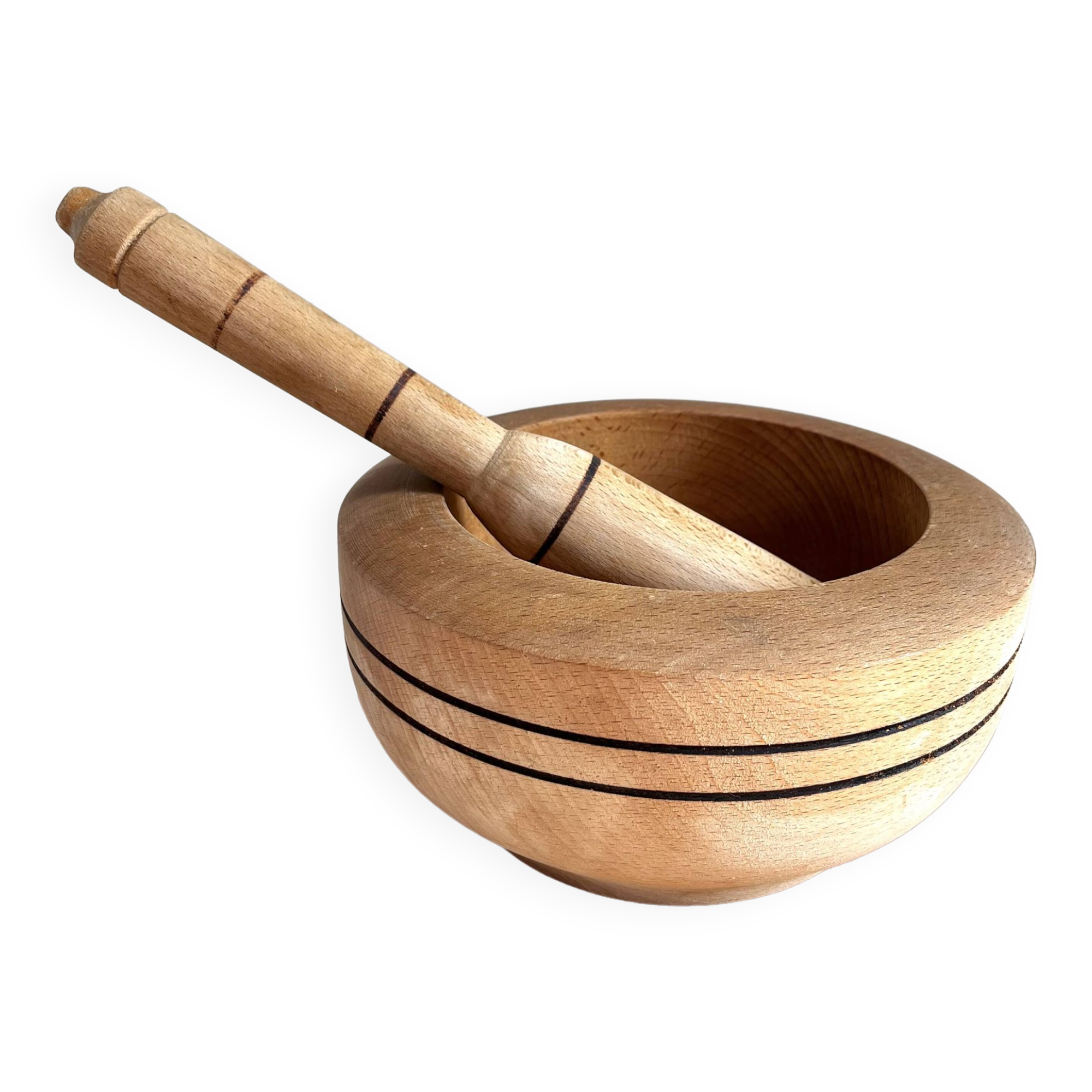 Mortier et pilon en bois vintage