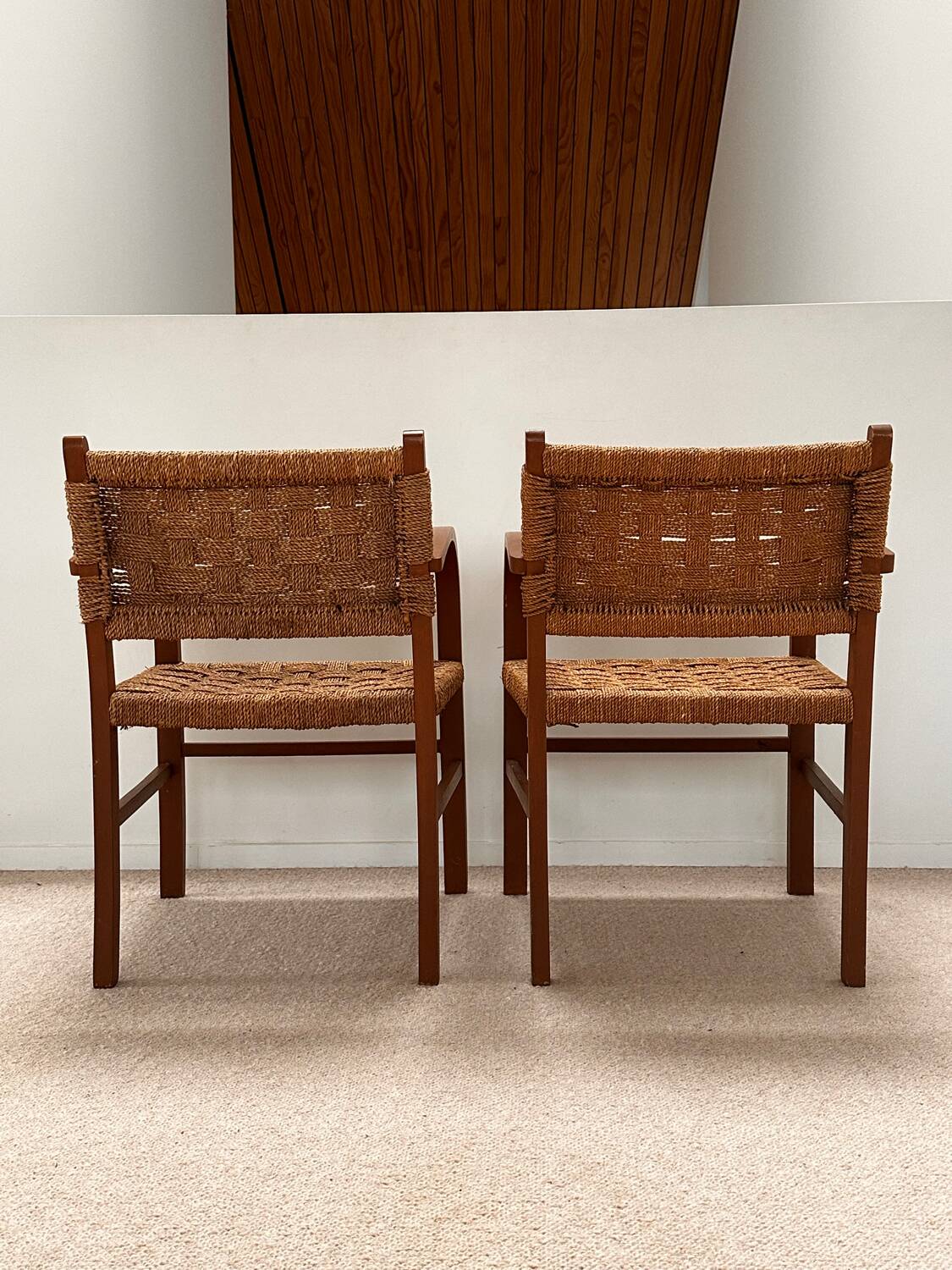Pair of armchairs - Erich Dieckmann style - wood & cane