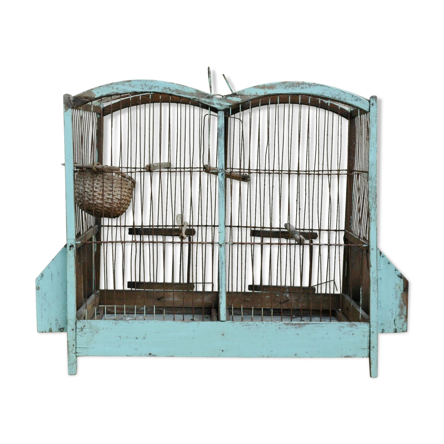 Ancient bird cage in wood and metal