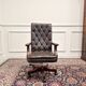 Chaise de bureau Chesterfield anglaise en cuir bordeaux