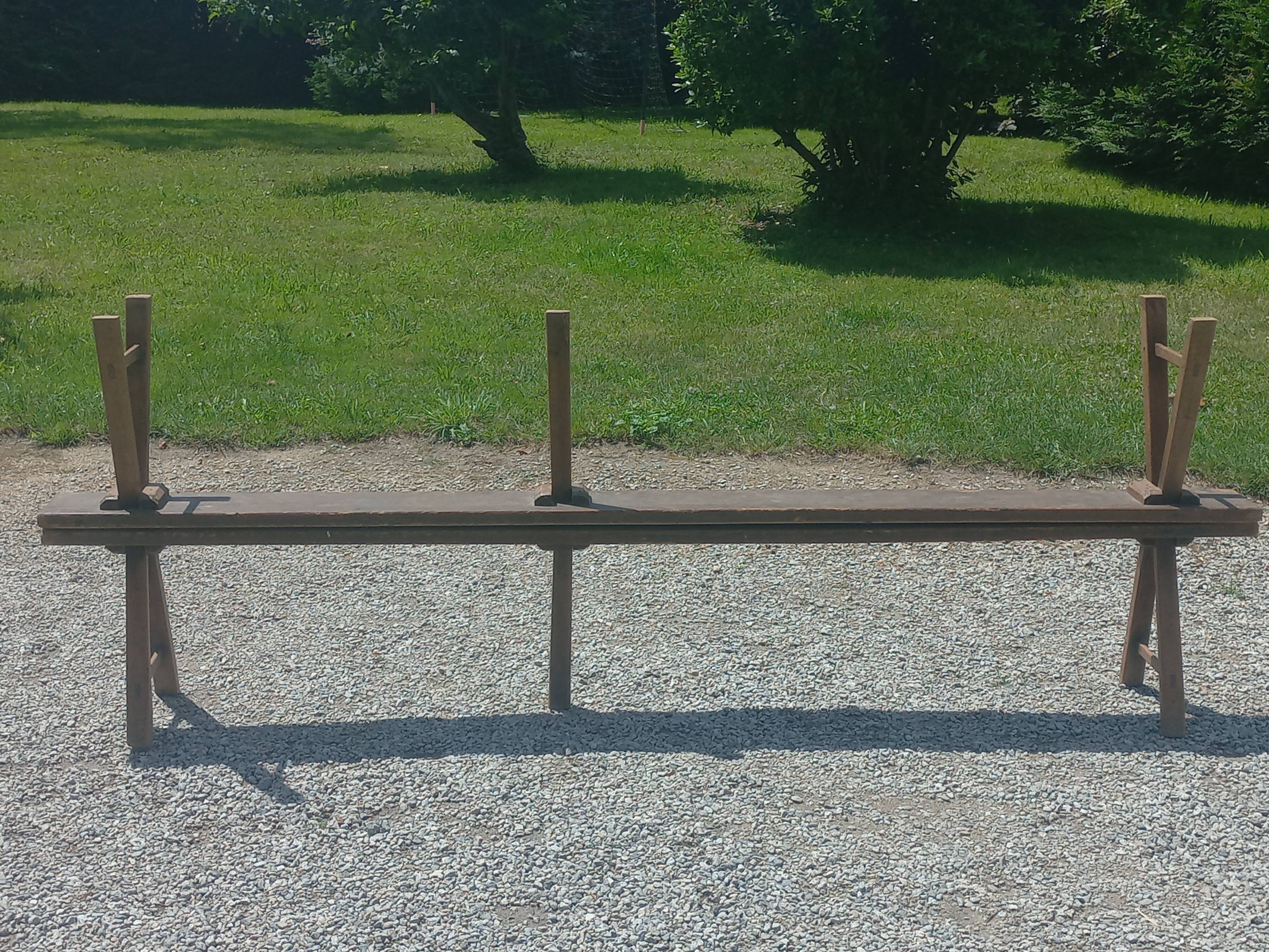 Pair of nineteenth century farmhouse table benches 251cm