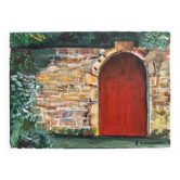 Oil on canvas by Claude Claveau wall with red door 20th century