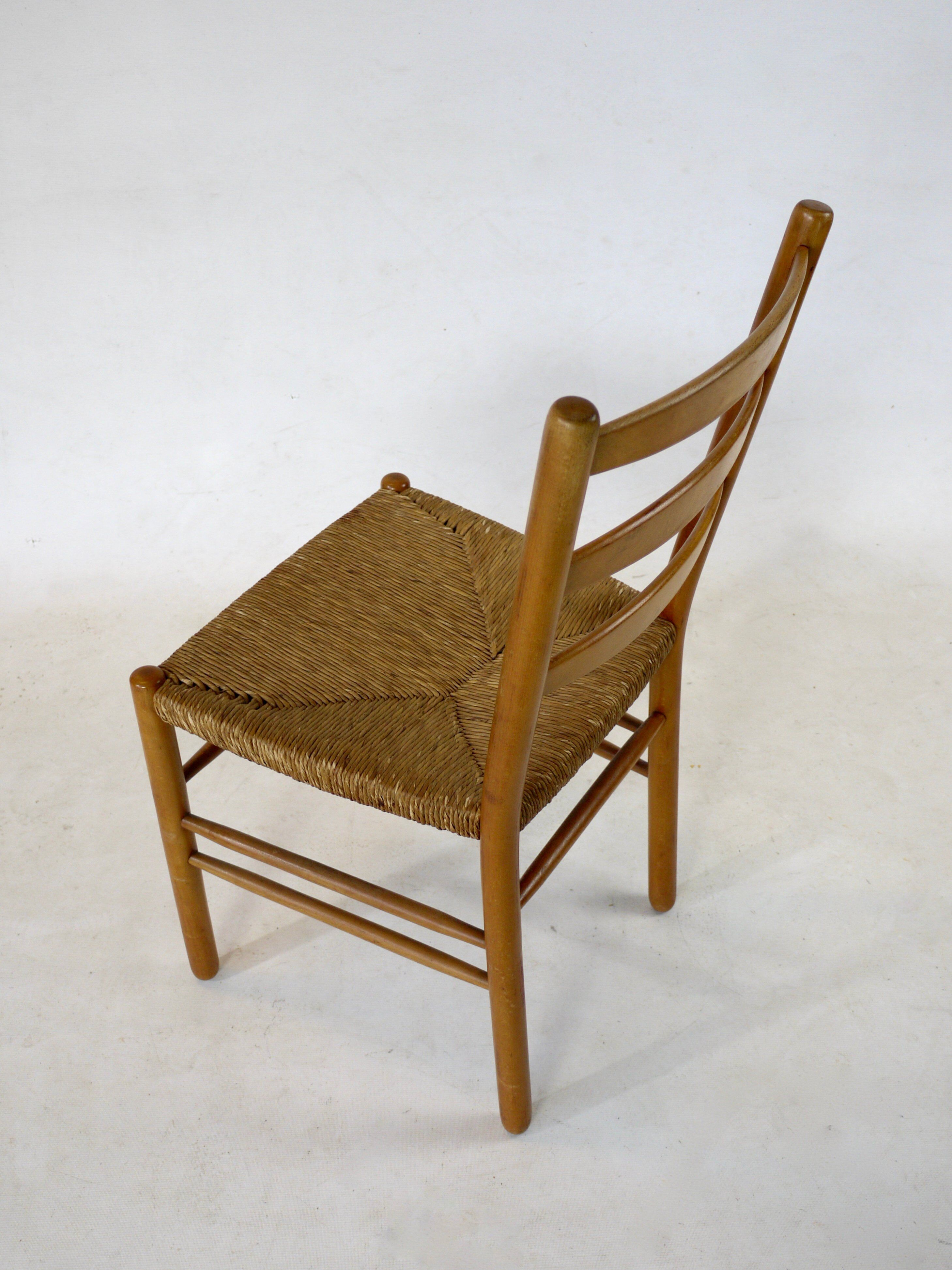 rush seated dining chairs by Hein Salomonson, 1950s, Set of 4