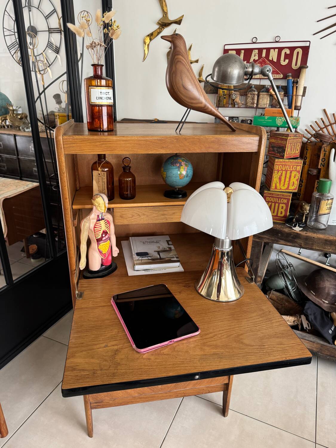 Vintage wooden secretary desk from the 50s