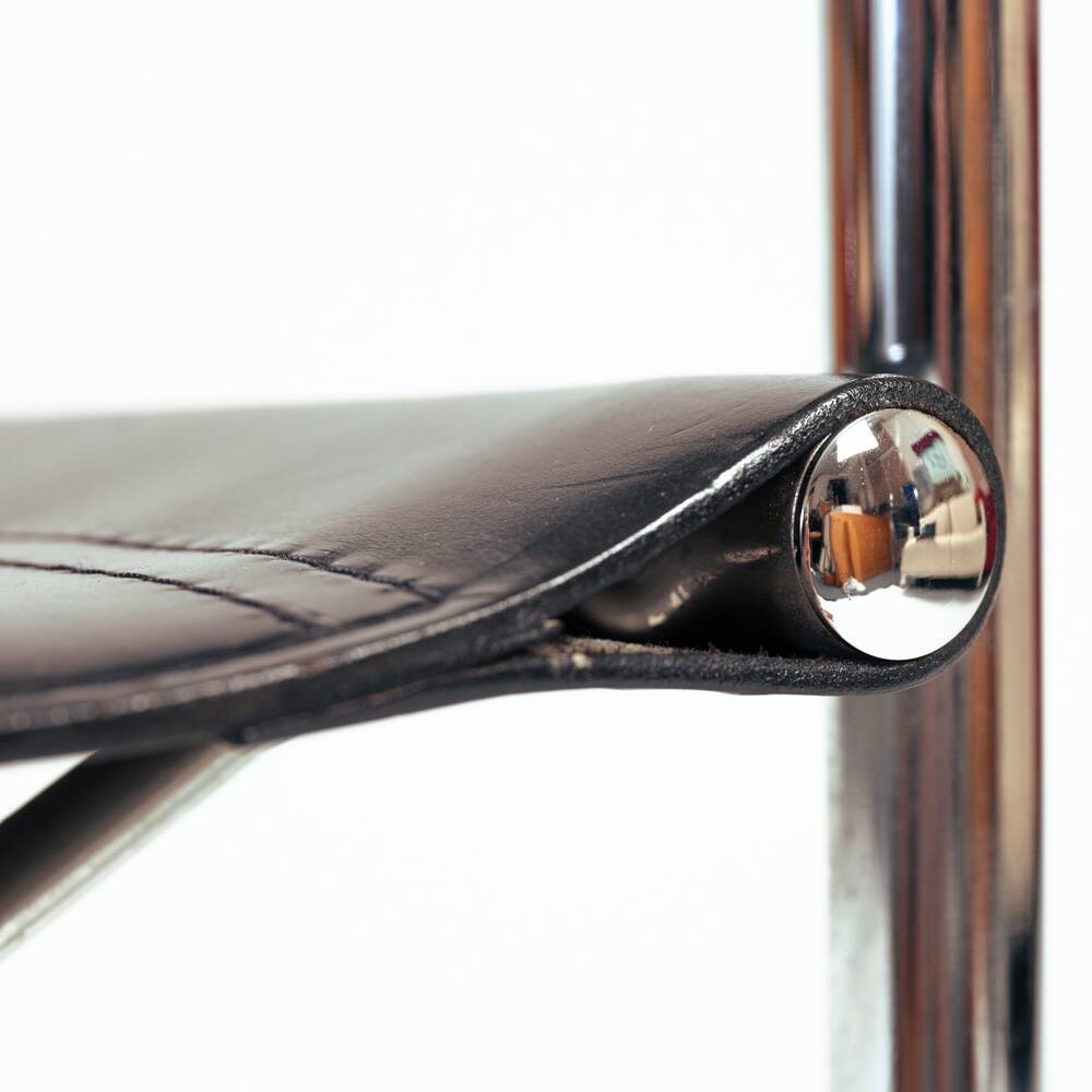 Chaise Bauhaus Mart Stam Marcel Breuer en cuir noir, Fasem 1980s