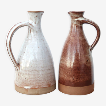 Oil and vinegar pitchers in stoneware by Roger Jacques, 60s