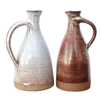 Oil and vinegar pitchers in stoneware by Roger Jacques, 60s