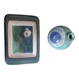 Lot of trays and vases by Cloutier Ceramics.