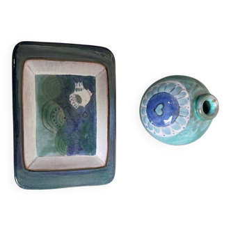 Lot of trays and vases by Cloutier Ceramics.