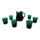 Italian Green Glass Decanter & Tumbler, 1960s, Set of 7