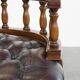 Chesterfield Office Chair on Wheels in Dark Brown Cowhide Leather