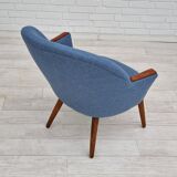 1960s, danish design, reupholstered lounge chair, camira furniture wool fabric, teak