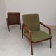 Pair of wooden armchairs Uluv green fabric 1960