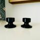 Vintage black opaline Space Age candlesticks