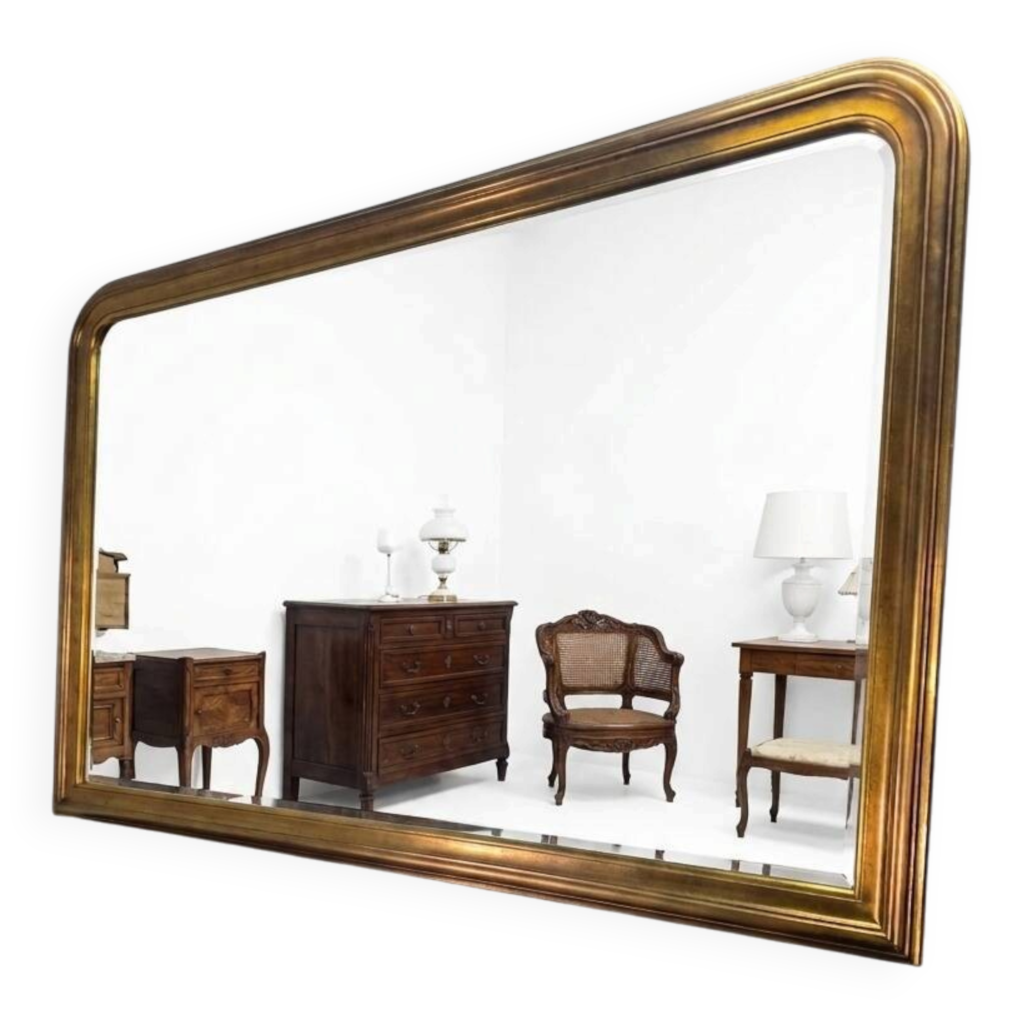 Louis Philippe style gilded mirror, mid-20th century, bevelled mirror.