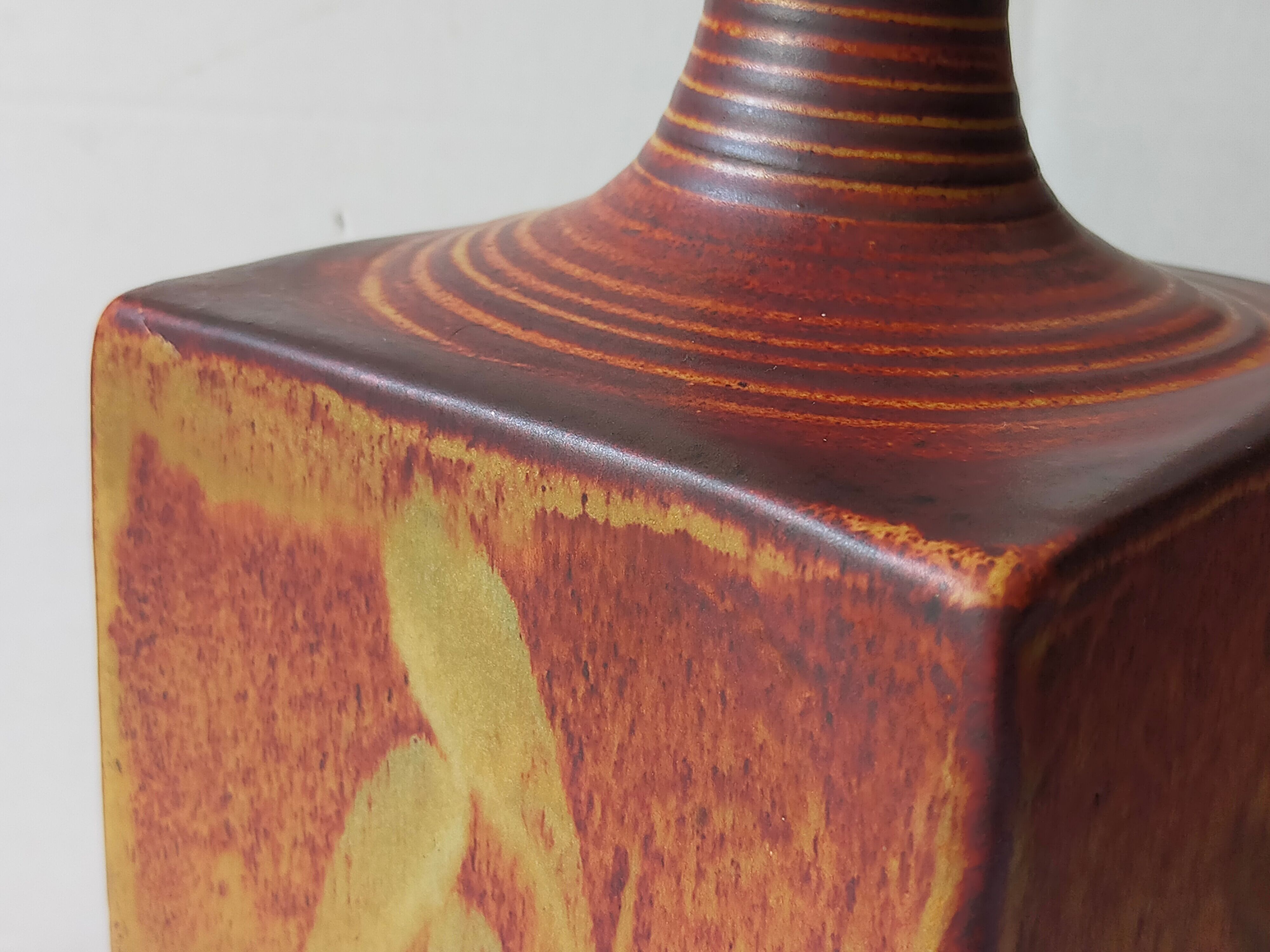 Vintage Scandinavian enamelled earth soliflore vase