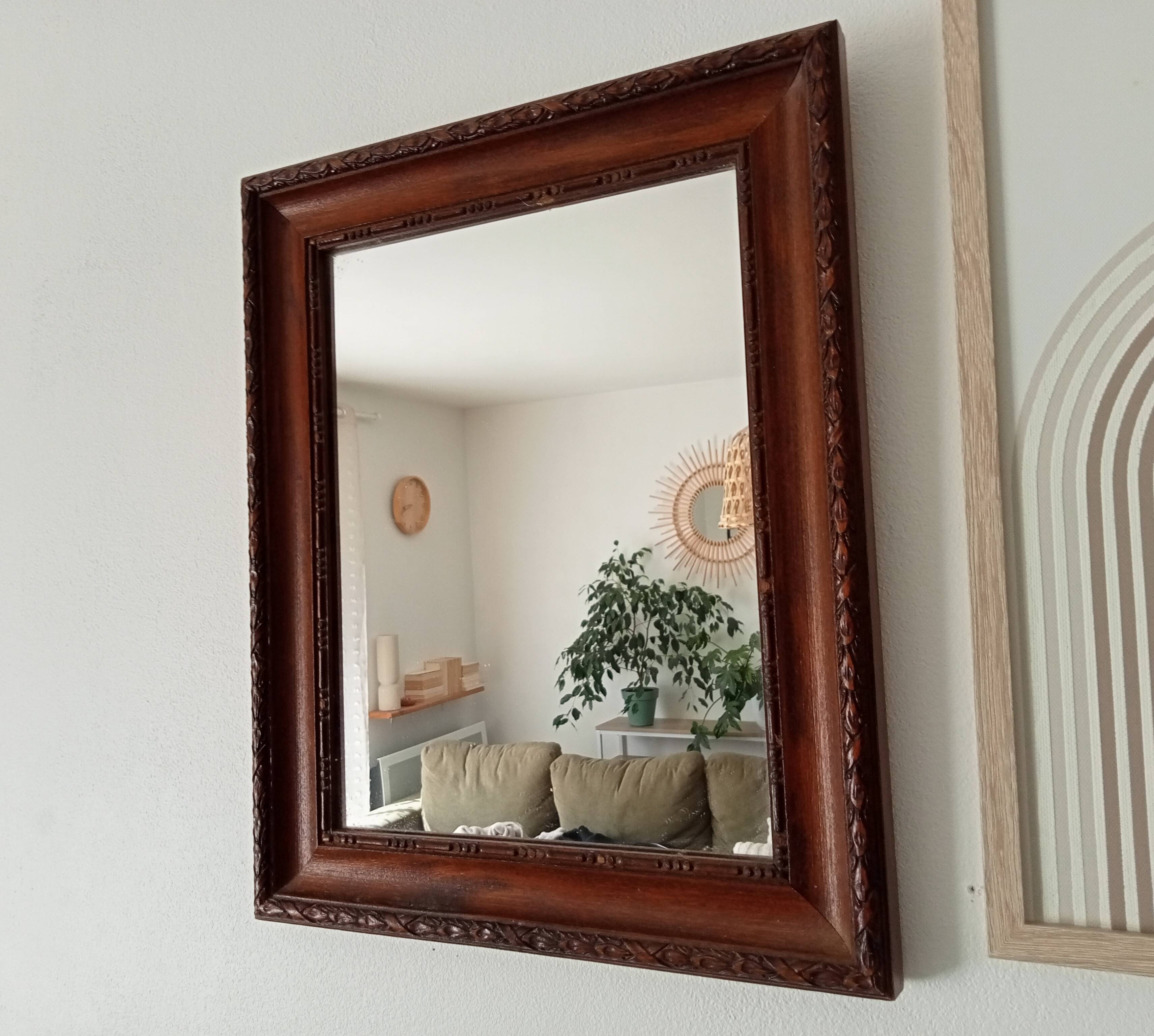 Antique carved wooden mirror from the 1940s/50s.