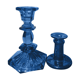 Bougeoirs vintages en verre épais bleu et turquoise