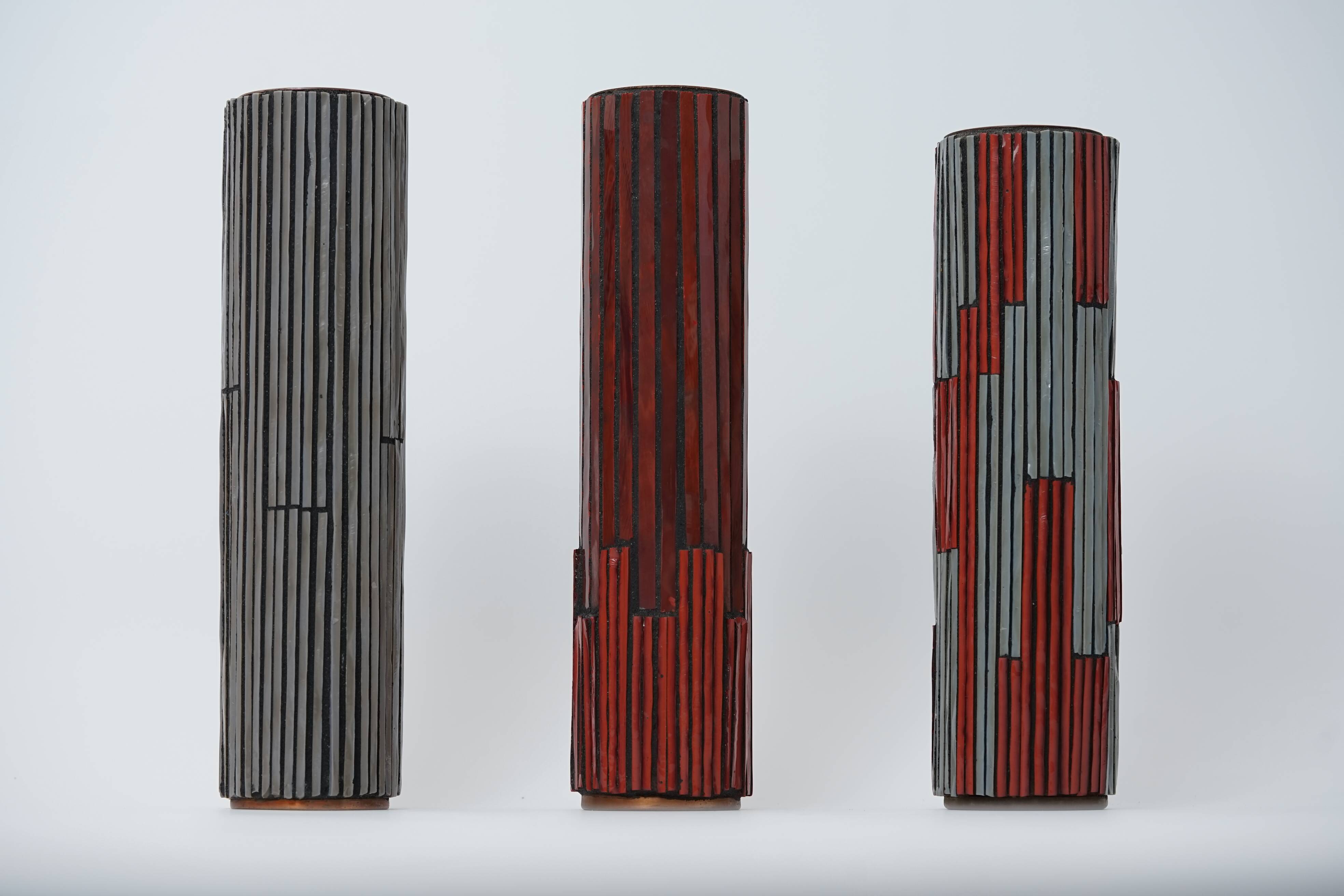 Vintage Pottery Mosaic Vases by W. Zimmermann for Ritter