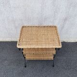 Wicker lyre side table