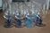 12 verres sur pied bleu et mauve