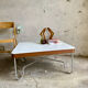 Vintage Bauhaus style coffee table – white mineral concrete & chrome – ann