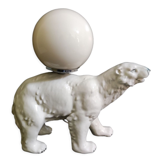 Ceramic white bear lamp