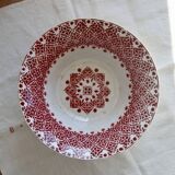 Antique Saint-Amand faience salad bowl model 2078 – Burgundy geometric pattern