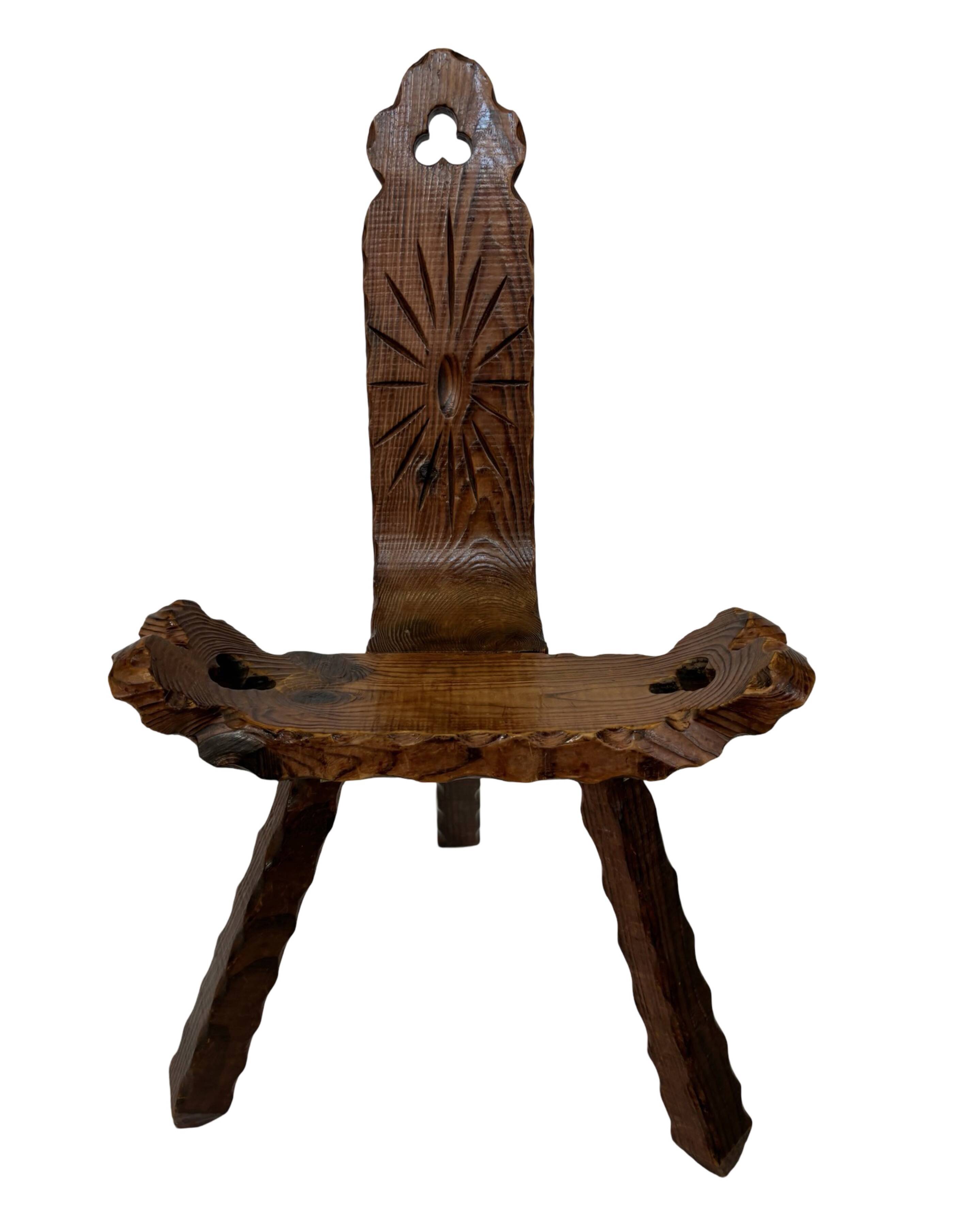 Vintage Spanish chair stool brutalist design