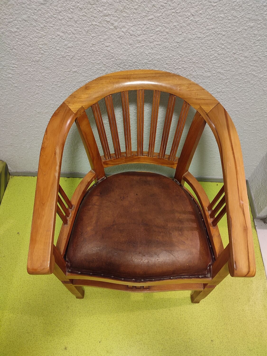 Fauteuil de bureau en teck et cuir vintage
