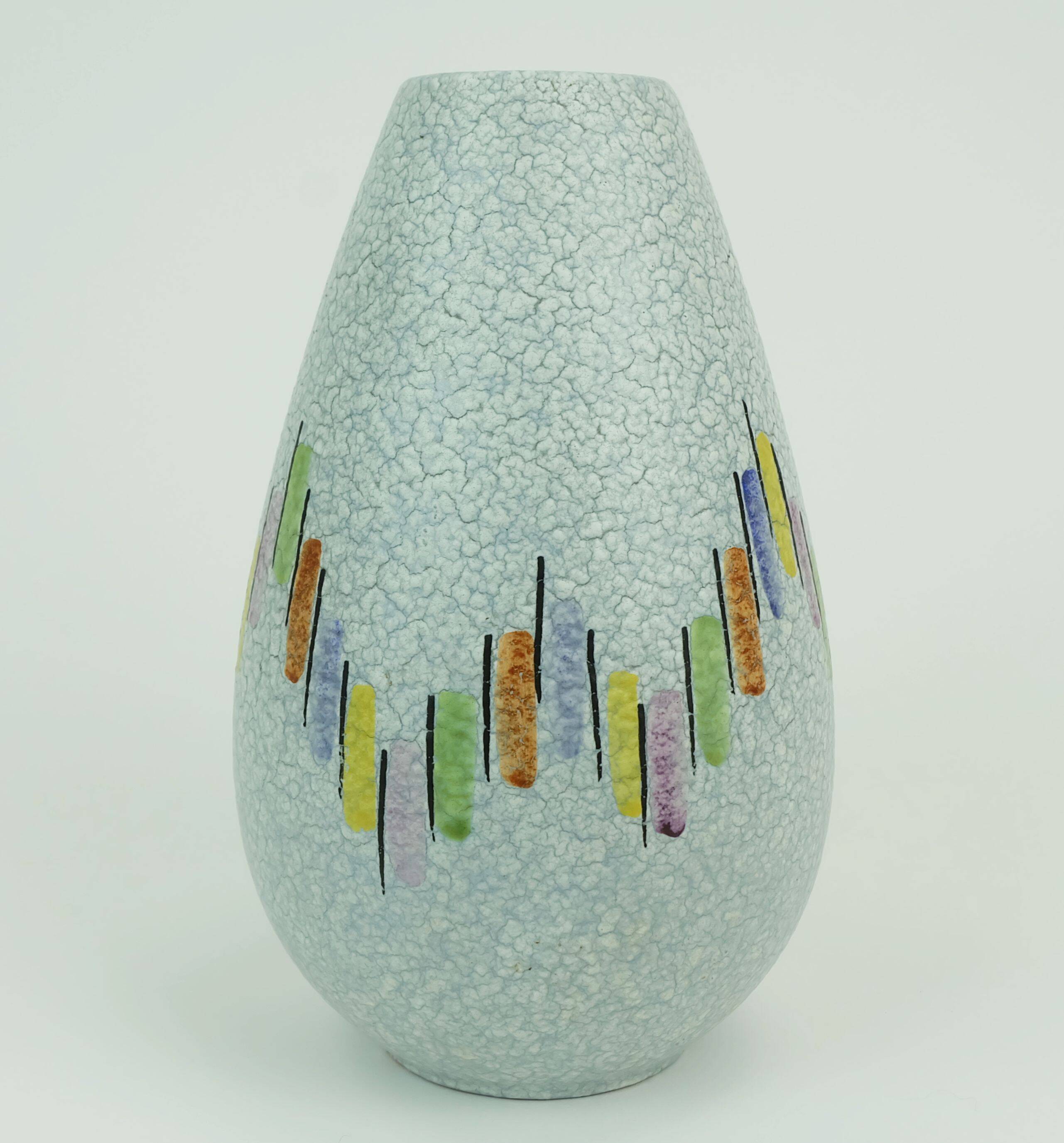 Steuler mid century modern ceramic vase 1950s drip glaze colorful pattern