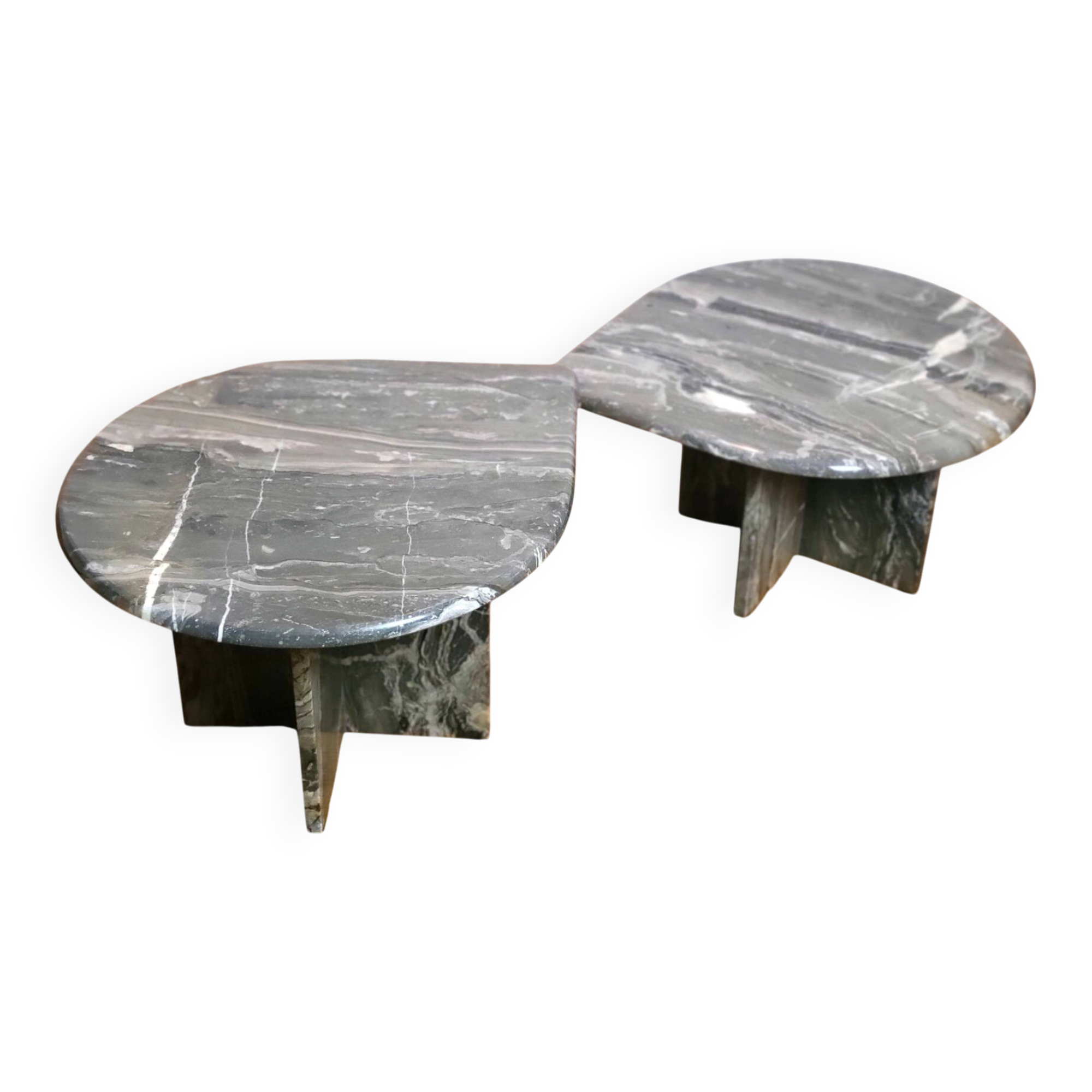 Vintage organically shaped marble side tables, Germany 1970