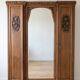 Art Deco wardrobe in solid wood with mirror