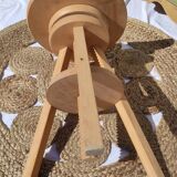 Vintage wooden stool with screws