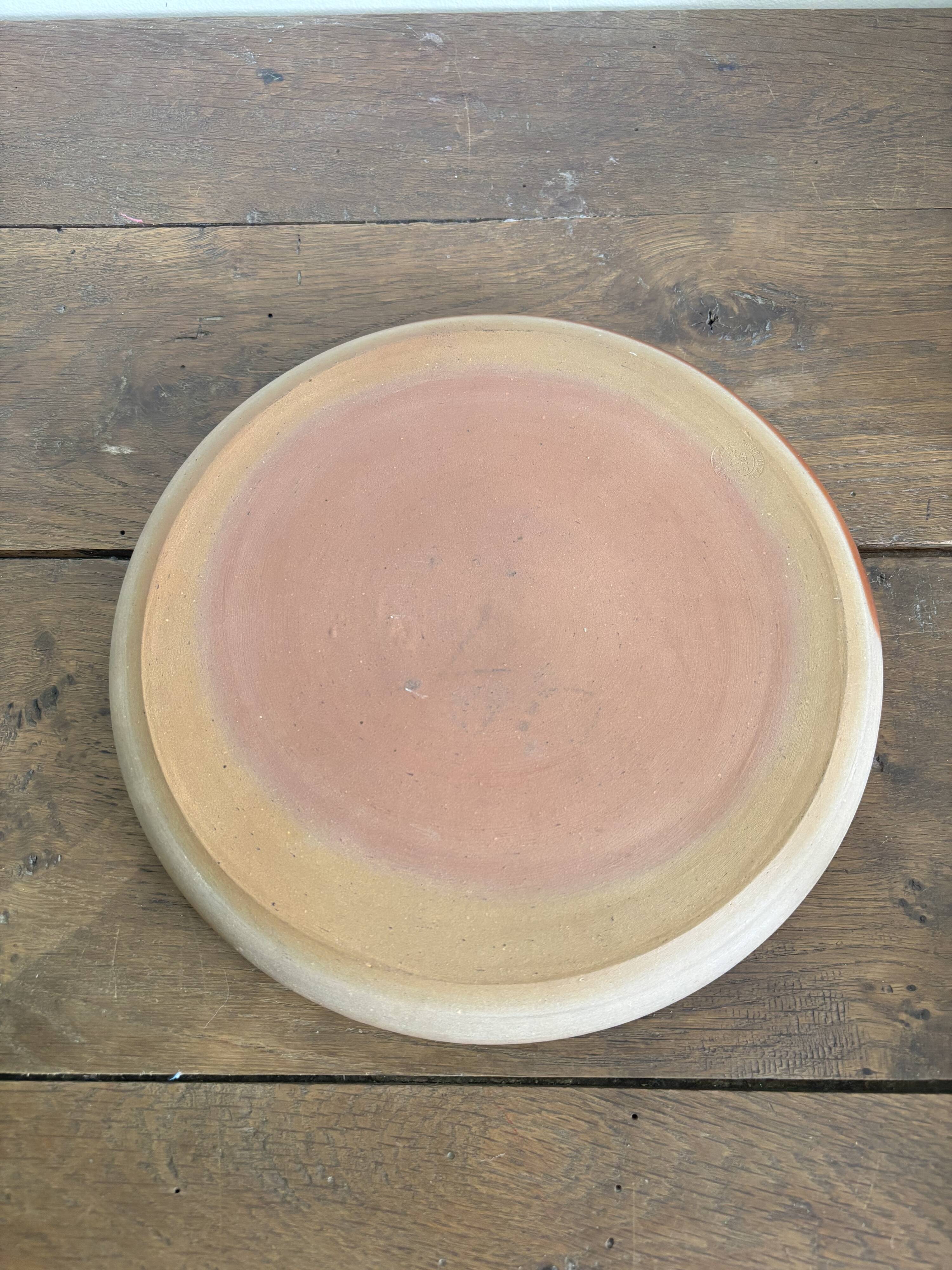 Stoneware plate signed Roger Jacques – Puisaye – vintage ceramics