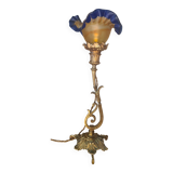 Lampe bronze art nouveau tulipe signé vianne 40x16 elec ancienne ok