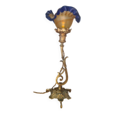 Bronze art nouveau tulip lamp signed vianne 40x16 old elec ok