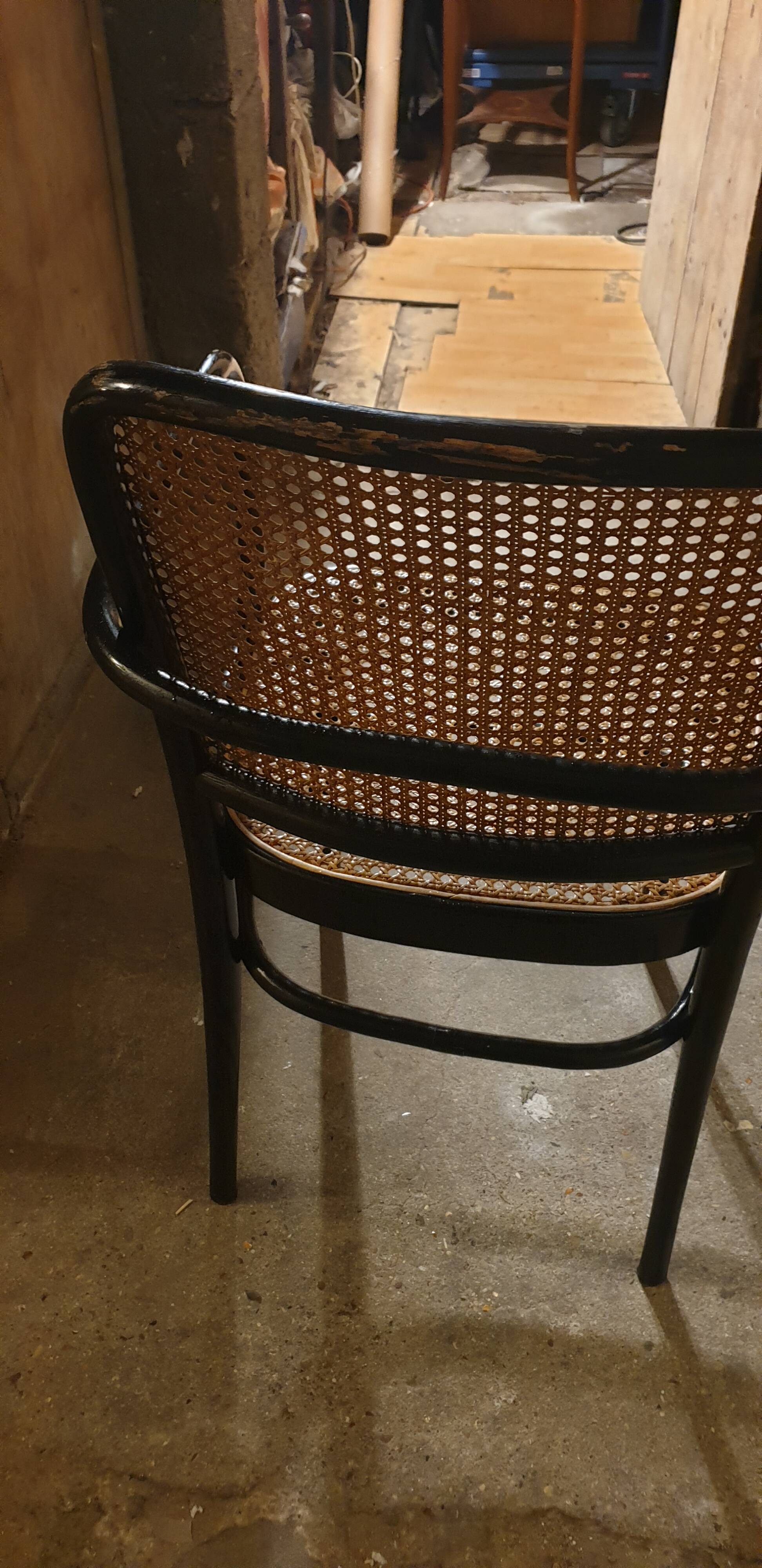 50/60 curved wooden cane armchair